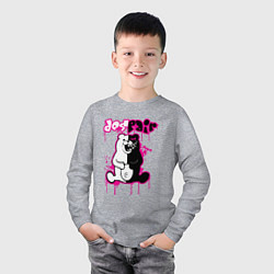 Лонгслив хлопковый детский MONOKUMA, цвет: меланж — фото 2