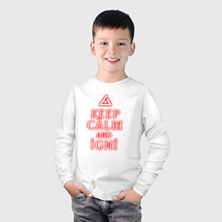 Лонгслив хлопковый детский Keep calm and igni, цвет: белый — фото 2