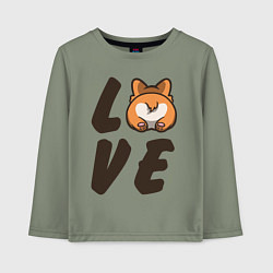 Лонгслив хлопковый детский Love Corgi, цвет: авокадо