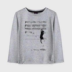 Лонгслив хлопковый детский Music cat, цвет: меланж