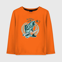 Лонгслив хлопковый детский Go Fishing!, цвет: оранжевый