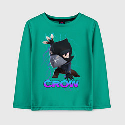 Лонгслив хлопковый детский Brawl Stars CROW, цвет: зеленый