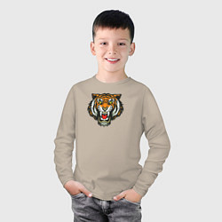 Лонгслив хлопковый детский Тигр цвета миндальный — фото 2