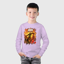 Лонгслив хлопковый детский DOOM, цвет: лаванда — фото 2