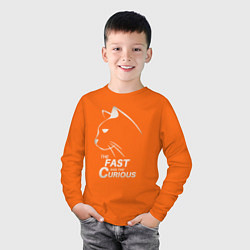 Лонгслив хлопковый детский Fast and the Curious, цвет: оранжевый — фото 2
