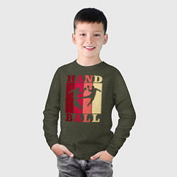 Лонгслив хлопковый детский Handball, цвет: меланж-хаки — фото 2