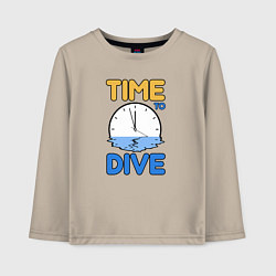 Лонгслив хлопковый детский Time to dive, цвет: миндальный