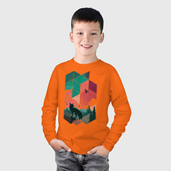 Лонгслив хлопковый детский Геометрический пейзаж, цвет: оранжевый — фото 2