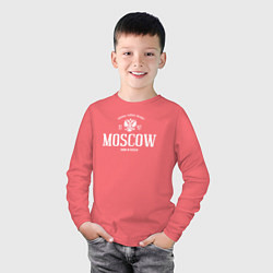 Лонгслив хлопковый детский Москва Born in Russia, цвет: коралловый — фото 2