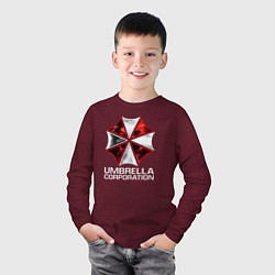 Лонгслив хлопковый детский UMBRELLA CORP, цвет: меланж-бордовый — фото 2