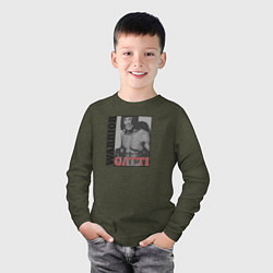 Лонгслив хлопковый детский Warrior Gatti, цвет: меланж-хаки — фото 2