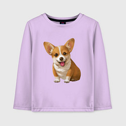 Лонгслив хлопковый детский Корги, цвет: лаванда