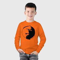 Лонгслив хлопковый детский Инь-Янь Коты, цвет: оранжевый — фото 2