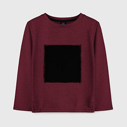 Лонгслив хлопковый детский ЧЕРНЫЙ КВАДРАТ, цвет: меланж-бордовый