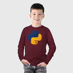 Лонгслив хлопковый детский Python, цвет: меланж-бордовый — фото 2