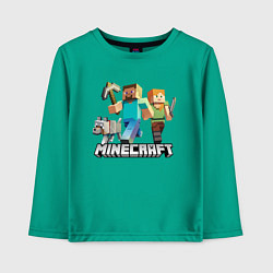 Лонгслив хлопковый детский MINECRAFT, цвет: зеленый