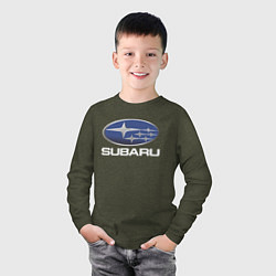 Лонгслив хлопковый детский SUBARU, цвет: меланж-хаки — фото 2