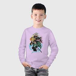 Лонгслив хлопковый детский KIMETSU NO YAIBA, цвет: лаванда — фото 2