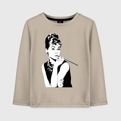 Лонгслив хлопковый детский Одри Хепбернхлопок, цвет: миндальный