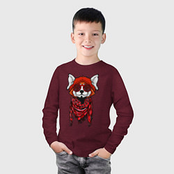 Лонгслив хлопковый детский Красная панда, цвет: меланж-бордовый — фото 2
