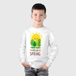Лонгслив хлопковый детский Hello Spring, цвет: белый — фото 2