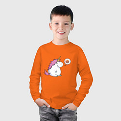 Лонгслив хлопковый детский Пухленький единорог, цвет: оранжевый — фото 2
