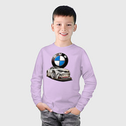 Лонгслив хлопковый детский BMW оскал, цвет: лаванда — фото 2