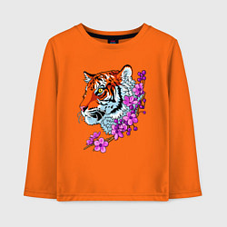Лонгслив хлопковый детский Тигр, цвет: оранжевый
