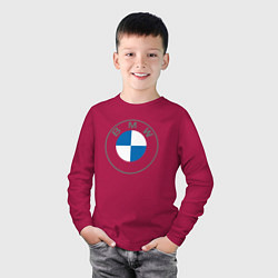 Лонгслив хлопковый детский BMW LOGO 2020, цвет: маджента — фото 2