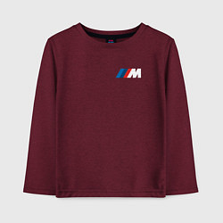 Лонгслив хлопковый детский BMW M LOGO 2020, цвет: меланж-бордовый
