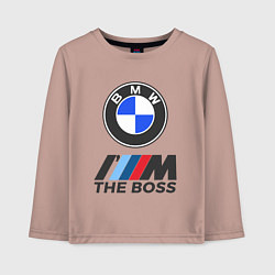 Лонгслив хлопковый детский BMW BOSS, цвет: пыльно-розовый