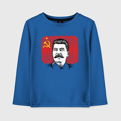 Лонгслив хлопковый детский Сталин и флаг СССР, цвет: синий