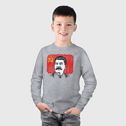 Лонгслив хлопковый детский Сталин и флаг СССР, цвет: меланж — фото 2