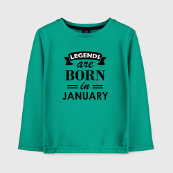 Лонгслив хлопковый детский Legends are born in january, цвет: зеленый