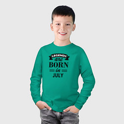 Лонгслив хлопковый детский Legends are born in july, цвет: зеленый — фото 2