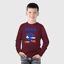 Лонгслив хлопковый детский SEGA, цвет: меланж-бордовый — фото 2