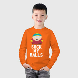 Лонгслив хлопковый детский Suck My Balls, цвет: оранжевый — фото 2