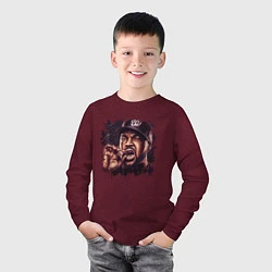 Лонгслив хлопковый детский Ice Cube, цвет: меланж-бордовый — фото 2