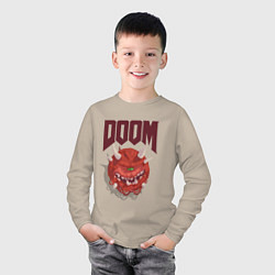 Лонгслив хлопковый детский DOOM, цвет: миндальный — фото 2
