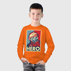 Лонгслив хлопковый детский ЮРИЙ ГАГАРИН, цвет: оранжевый — фото 2