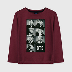 Лонгслив хлопковый детский BTS, цвет: меланж-бордовый