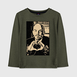 Лонгслив хлопковый детский Ленин Oko, цвет: меланж-хаки