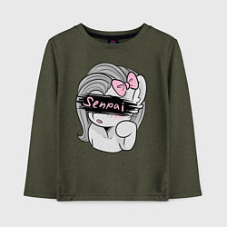 Лонгслив хлопковый детский Senpai, цвет: меланж-хаки