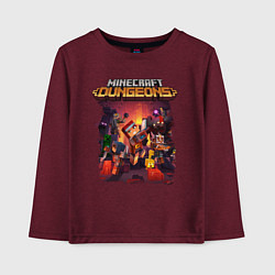 Лонгслив хлопковый детский Minecraft Dungeons, цвет: меланж-бордовый