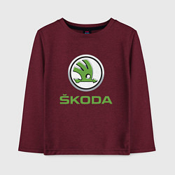 Лонгслив хлопковый детский Skoda, цвет: меланж-бордовый
