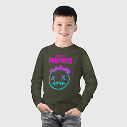 Лонгслив хлопковый детский TRAVIS SCOTT X FORTNITE, цвет: меланж-хаки — фото 2