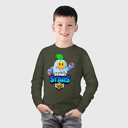 Лонгслив хлопковый детский BRAWL STARS SPROUT, цвет: меланж-хаки — фото 2
