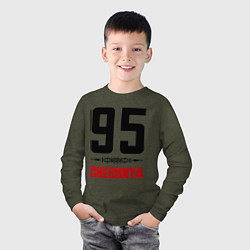 Лонгслив хлопковый детский 95 Chechnya, цвет: меланж-хаки — фото 2