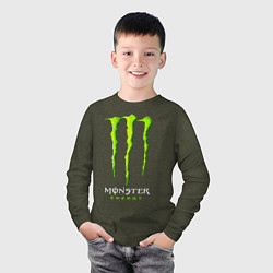 Лонгслив хлопковый детский MONSTER ENERGY, цвет: меланж-хаки — фото 2