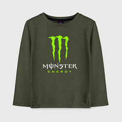 Лонгслив хлопковый детский MONSTER ENERGY, цвет: меланж-хаки